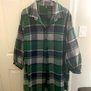 Plus Plaid Button Through Coat